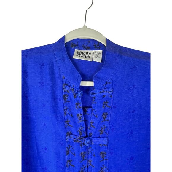 Chico’s Design Silk Linen Asian Inspired Kimono Long Sleeve Top - Picture 3 of 9